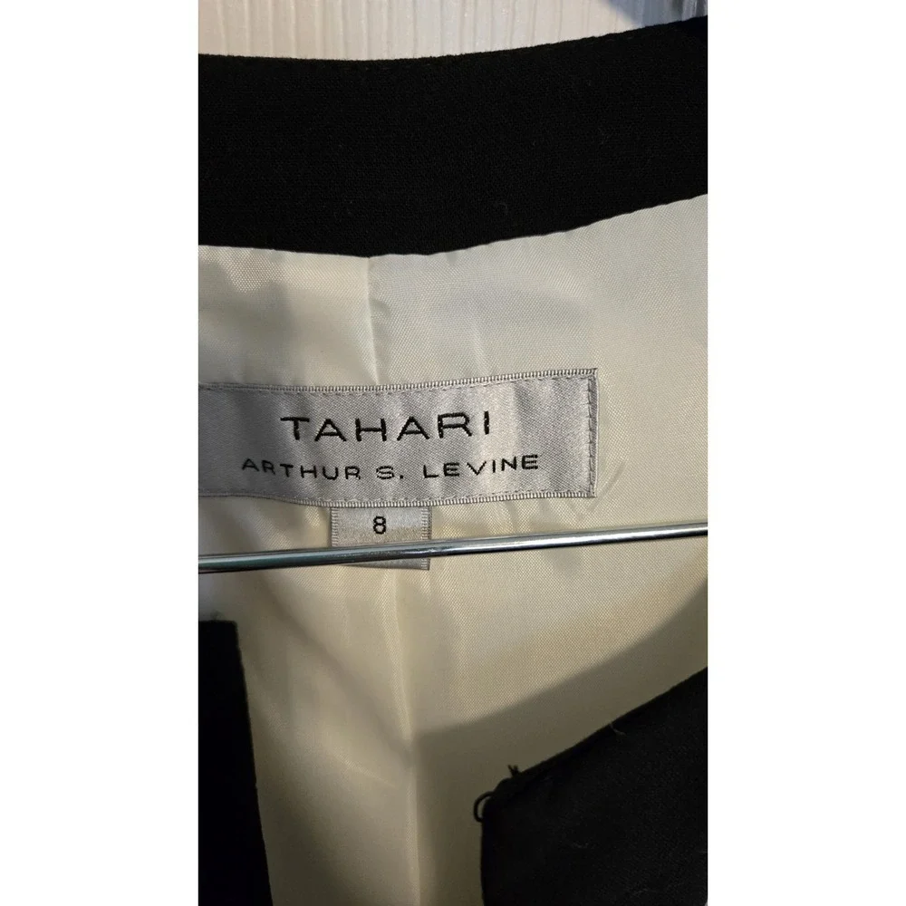 Tahari Arthur S. Levine Women's Jacket Size 8 White Black Lace Trim Career - Picture 4 of 7